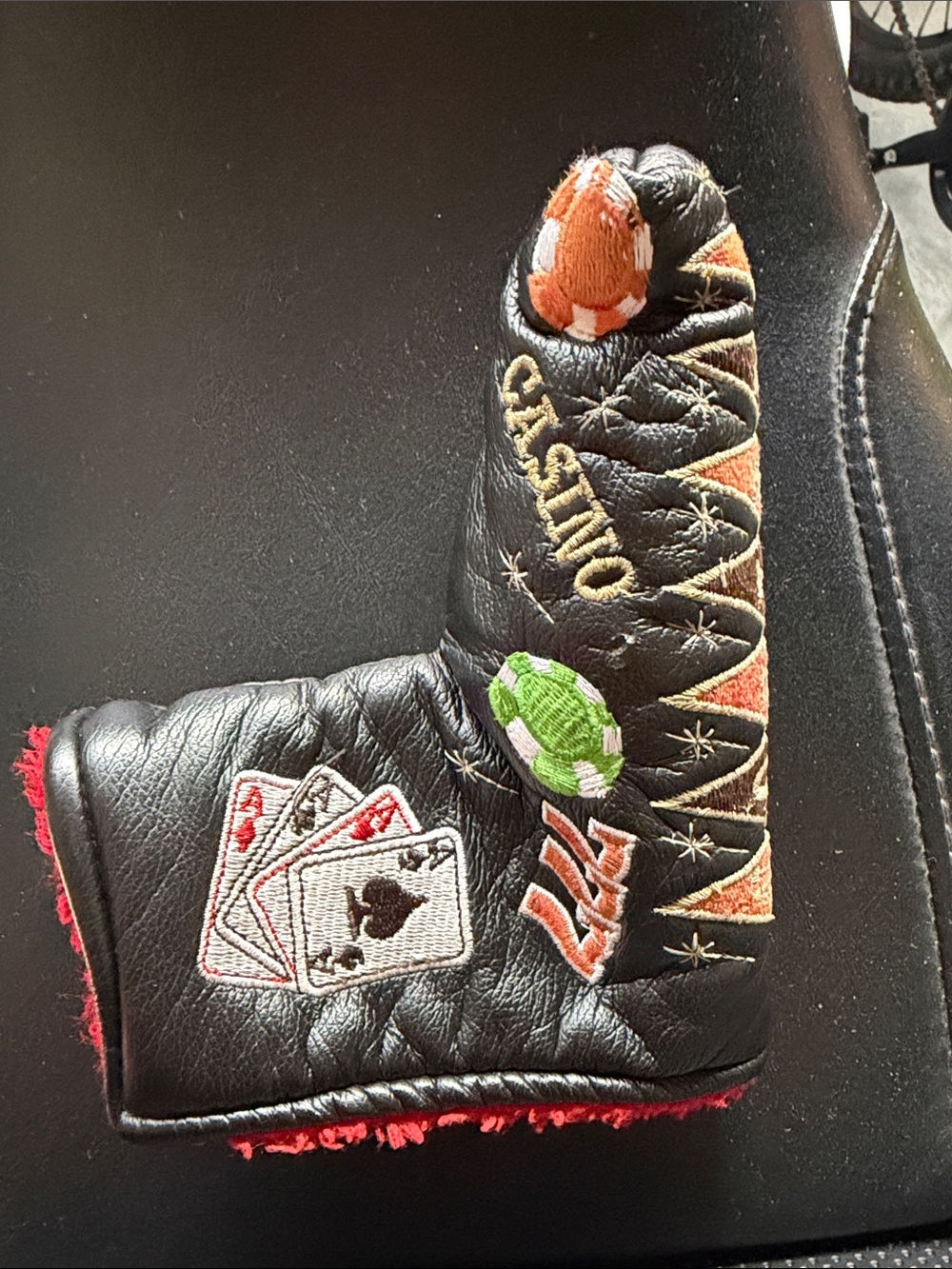 Scotty Cameron Black Leather Casino Poker Embroidered Putter Headcover